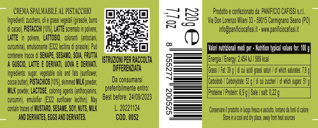Crema Spalmabile al Pistacchio